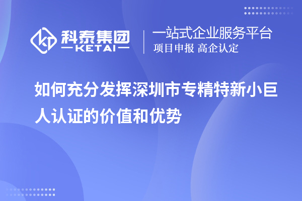 如何充分發(fā)揮深圳市專精特新小巨人認(rèn)證的價(jià)值和優(yōu)勢(shì)