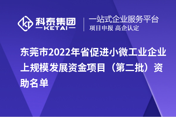 東莞市2022年省促進(jìn)小微工業(yè)企業(yè)上規(guī)模發(fā)展資金項(xiàng)目（第二批）資助名單