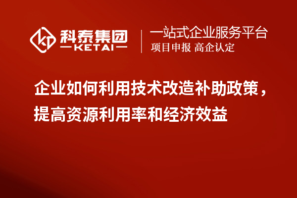 企業(yè)如何利用技術(shù)改造補(bǔ)助政策，提高資源利用率和經(jīng)濟(jì)效益