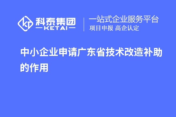 中小企業(yè)申請(qǐng)廣東省技術(shù)改造補(bǔ)助的作用