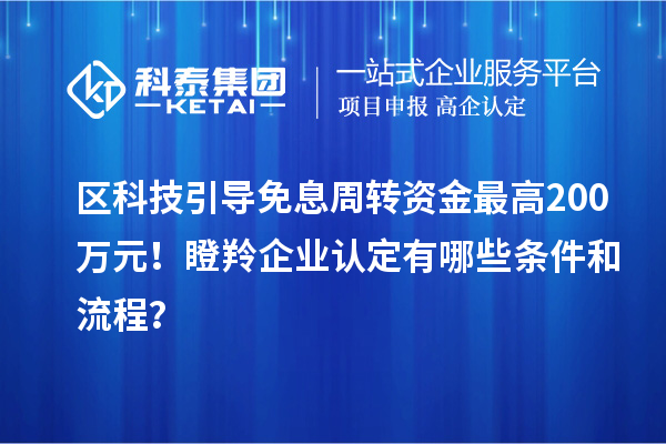 區(qū)科技引導(dǎo)免息周轉(zhuǎn)資金最高200萬(wàn)元！瞪羚企業(yè)認(rèn)定有哪些條件和流程？