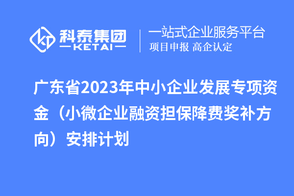 廣東省2023年中小企業(yè)發(fā)展專項資金（小微企業(yè)融資擔(dān)保降費獎補方向）安排計劃