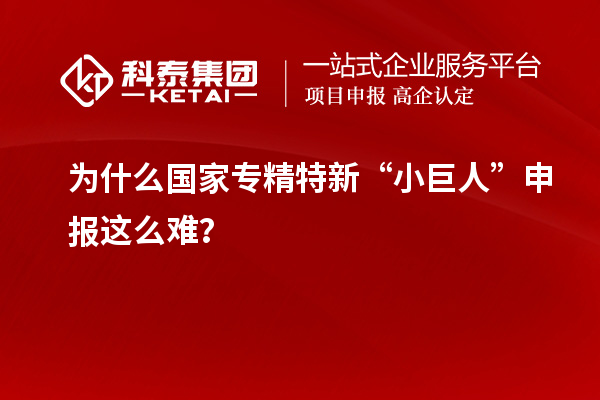 為什么國家專精特新“小巨人”申報這么難？