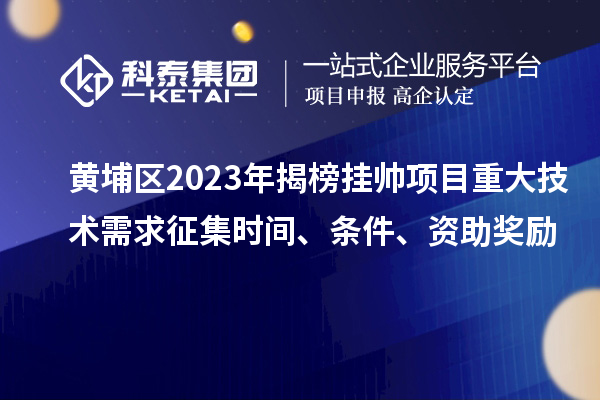 黃埔區(qū)2023年揭榜掛帥項目重大技術需求征集時間、條件、資助獎勵