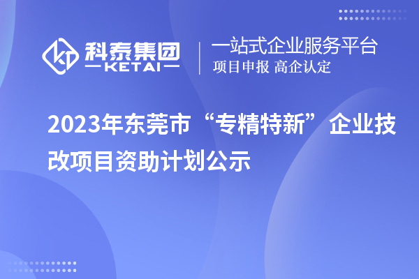 2023年?yáng)|莞市“專精特新”企業(yè)技改項(xiàng)目資助計(jì)劃公示