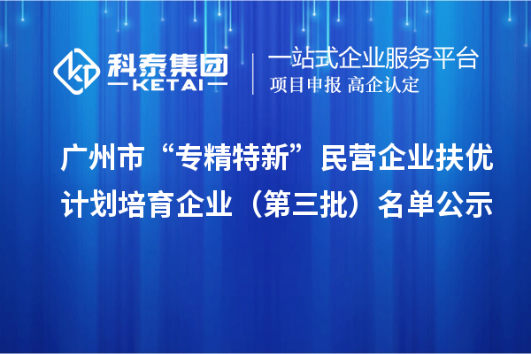 廣州市“專精特新”民營(yíng)企業(yè)扶優(yōu)計(jì)劃培育企業(yè)（第三批）名單公示