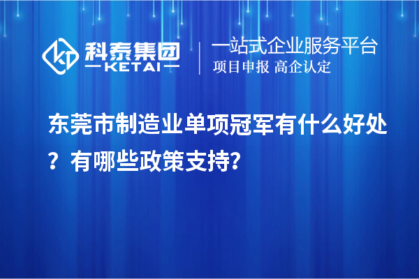 東莞市制造業(yè)單項(xiàng)冠軍有什么好處？有哪些政策支持？