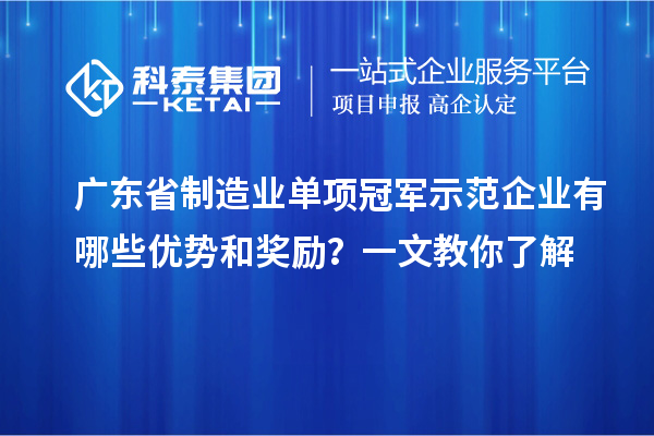 廣東省制造業(yè)單項(xiàng)冠軍示范企業(yè)有哪些優(yōu)勢(shì)和獎(jiǎng)勵(lì)？一文教你了解