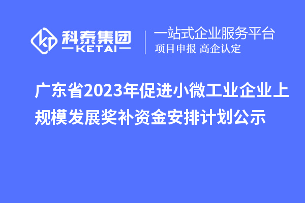 廣東省2023年促進(jìn)小微工業(yè)企業(yè)上規(guī)模發(fā)展獎補資金安排計劃公示