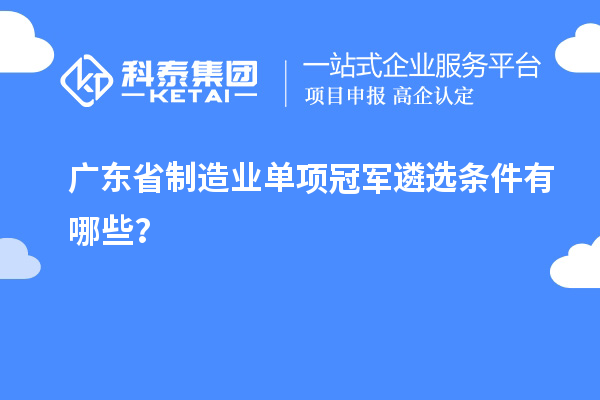 廣東省制造業(yè)單項(xiàng)冠軍遴選條件有哪些？