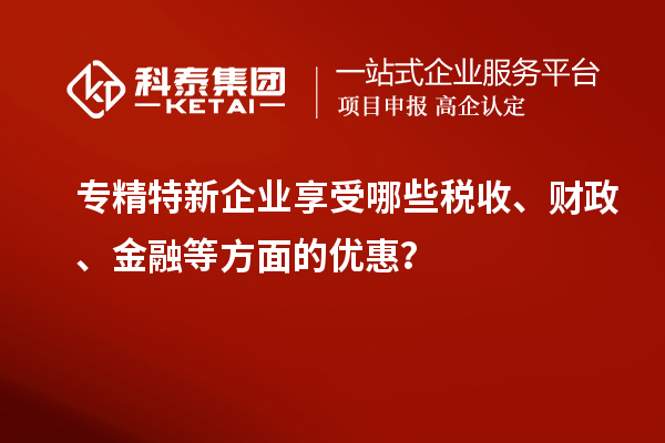 專精特新企業(yè)享受哪些稅收、財(cái)政、金融等方面的優(yōu)惠？