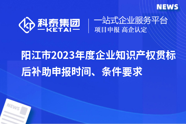 陽江市2023年度企業(yè)知識產(chǎn)權(quán)貫標(biāo)后補(bǔ)助申報時間、條件要求