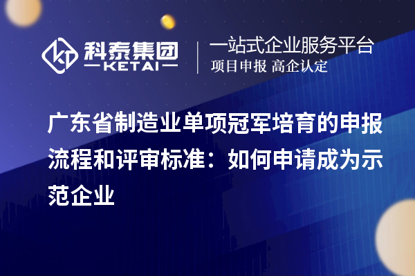 廣東省制造業(yè)單項冠軍培育的申報流程和評審標準：如何申請成為示范企業(yè)