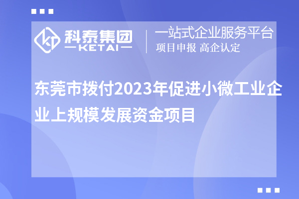 東莞市撥付2023年促進(jìn)小微工業(yè)企業(yè)上規(guī)模發(fā)展資金項(xiàng)目