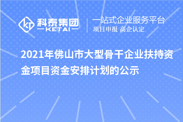 2021年佛山市大型骨干企業(yè)扶持資金項(xiàng)目資金安排計劃的公示