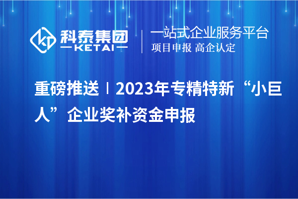 重磅推送∣2023年專精特新“小巨人”企業(yè)獎補資金申報