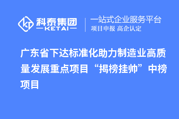 廣東省下達(dá)標(biāo)準(zhǔn)化助力制造業(yè)高質(zhì)量發(fā)展重點(diǎn)項(xiàng)目“揭榜掛帥”中榜項(xiàng)目