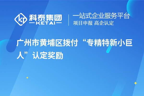 廣州市黃埔區(qū)撥付“專精特新小巨人”認定獎勵