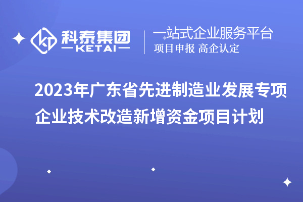 2023年廣東省先進制造業(yè)發(fā)展專項企業(yè)技術(shù)改造新增資金項目計劃