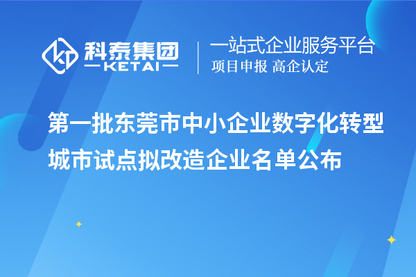 第一批東莞市中小企業(yè)數(shù)字化轉(zhuǎn)型城市試點(diǎn)擬改造企業(yè)名單公布