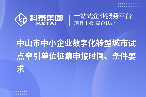 中山市中小企業(yè)數(shù)字化轉(zhuǎn)型城市試點牽引單位征集申報時間、條件要求