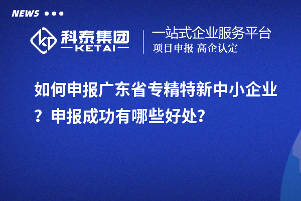 如何申報廣東省專精特新中小企業(yè)？申報成功有哪些好處？