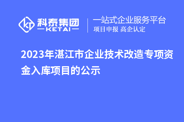 2023年湛江市企業(yè)技術(shù)改造專(zhuān)項(xiàng)資金入庫(kù)項(xiàng)目的公示