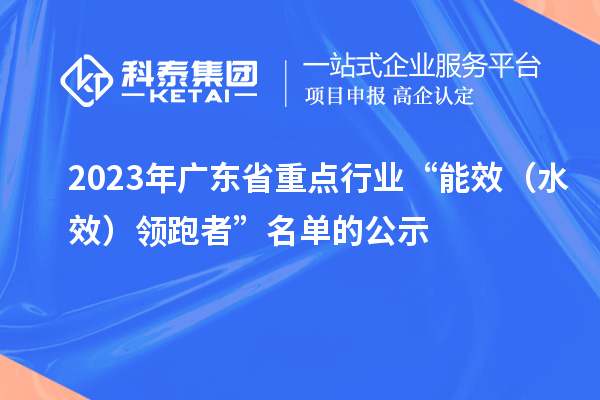 2023年廣東省重點(diǎn)行業(yè)“能效（水效）領(lǐng)跑者”名單的公示