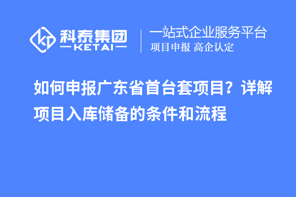 如何申報(bào)廣東省首臺(tái)套項(xiàng)目？詳解項(xiàng)目入庫(kù)儲(chǔ)備的條件和流程