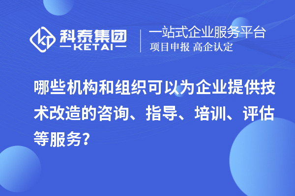 哪些機(jī)構(gòu)和組織可以為企業(yè)提供技術(shù)改造的咨詢、指導(dǎo)、培訓(xùn)、評估等服務(wù)？