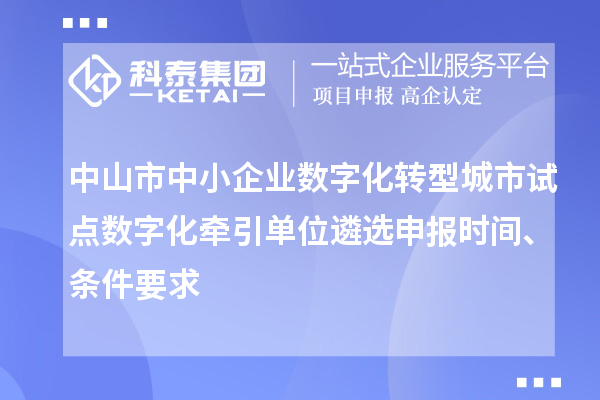 中山市中小企業(yè)數(shù)字化轉型城市試點數(shù)字化牽引單位遴選申報時間、條件要求