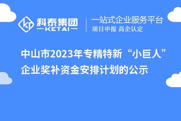 中山市2023年專精特新“小巨人”企業(yè)獎(jiǎng)補(bǔ)資金安排計(jì)劃的公示