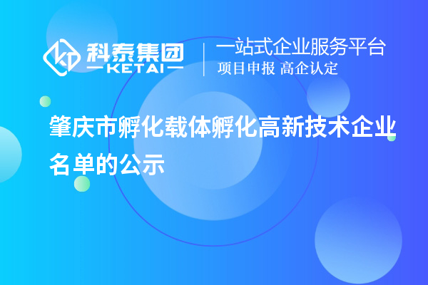 肇慶市孵化載體孵化高新技術(shù)企業(yè)名單的公示