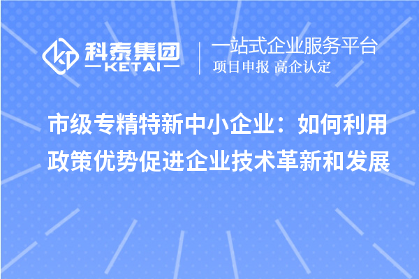 市級專精特新中小企業(yè)：如何利用政策優(yōu)勢促進(jìn)企業(yè)技術(shù)革新和發(fā)展