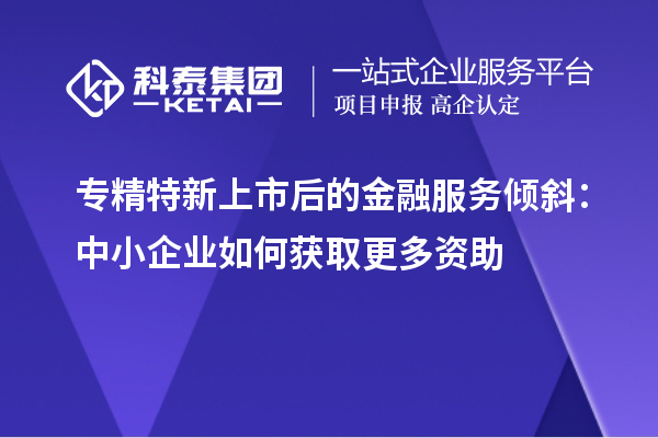 專精特新上市后的金融服務(wù)傾斜：中小企業(yè)如何獲取更多資助