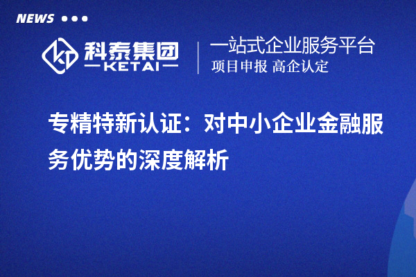 專精特新認證：對中小企業(yè)金融服務優(yōu)勢的深度解析