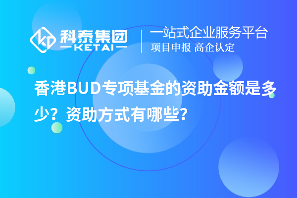 香港BUD專項基金的資助金額是多少？資助方式有哪些？