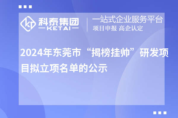 2024年東莞市“揭榜掛帥”研發(fā)項(xiàng)目擬立項(xiàng)名單的公示