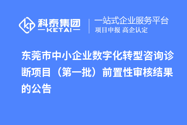 東莞市中小企業(yè)數(shù)字化轉(zhuǎn)型咨詢(xún)?cè)\斷項(xiàng)目（第一批）前置性審核結(jié)果的公告