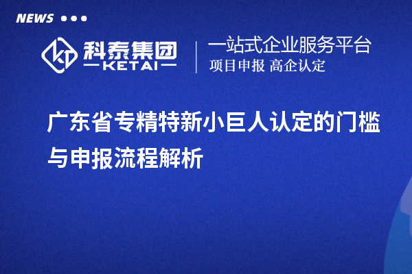 廣東省專精特新小巨人認(rèn)定的門檻與申報(bào)流程解析