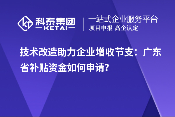 技術(shù)改造助力企業(yè)增收節(jié)支：廣東省補(bǔ)貼資金如何申請(qǐng)？