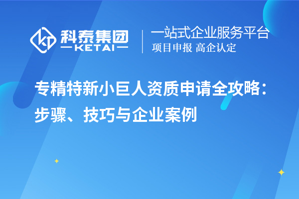 專精特新小巨人資質(zhì)申請全攻略：步驟、技巧與企業(yè)案例