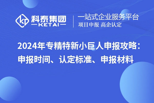 2024年專精特新小巨人申報(bào)攻略：申報(bào)時(shí)間、認(rèn)定標(biāo)準(zhǔn)、申報(bào)材料