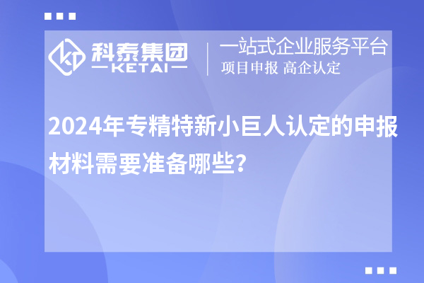 2024年專精特新小巨人認(rèn)定的申報(bào)材料需要準(zhǔn)備哪些？