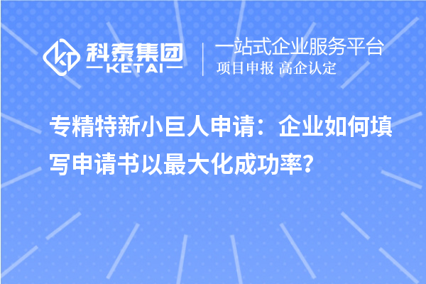 專精特新小巨人申請(qǐng)：企業(yè)如何填寫(xiě)申請(qǐng)書(shū)以最大化成功率？