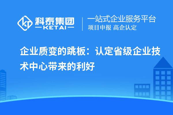 企業(yè)質(zhì)變的跳板：認(rèn)定省級(jí)企業(yè)技術(shù)中心帶來(lái)的利好