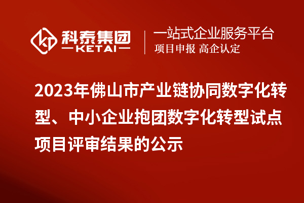 2023年佛山市產(chǎn)業(yè)鏈協(xié)同數(shù)字化轉(zhuǎn)型、中小企業(yè)抱團數(shù)字化轉(zhuǎn)型試點項目評審結(jié)果的公示