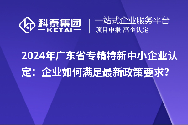 2024年廣東省專精特新中小企業(yè)認(rèn)定：企業(yè)如何滿足最新政策要求？