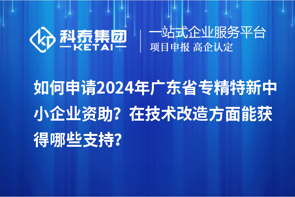 如何申請2024年廣東省專精特新中小企業(yè)資助？在<a href=http://armta.com/fuwu/jishugaizao.html target=_blank class=infotextkey>技術改造</a>方面能獲得哪些支持？