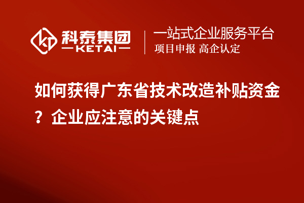 如何獲得廣東省技術(shù)改造補(bǔ)貼資金？企業(yè)應(yīng)注意的關(guān)鍵點(diǎn)